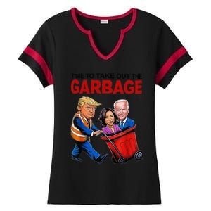 Funny Trump Lover Time To Take Out The Garbage Ladies Halftime Notch Neck Tee