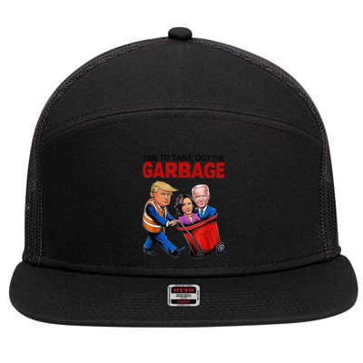 Funny Trump Lover Time To Take Out The Garbage 7 Panel Mesh Trucker Snapback Hat