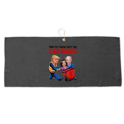 Funny Trump Lover Time To Take Out The Garbage Large Microfiber Waffle Golf Towel