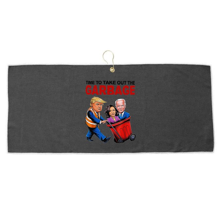 Funny Trump Lover Time To Take Out The Garbage Large Microfiber Waffle Golf Towel
