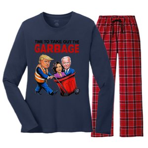 Funny Trump Lover Time To Take Out The Garbage Women's Long Sleeve Flannel Pajama Set 