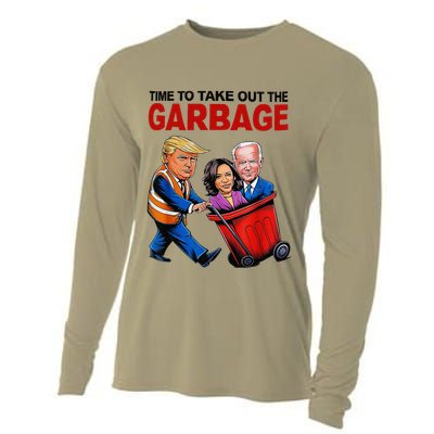 Funny Trump Lover Time To Take Out The Garbage Cooling Performance Long Sleeve Crew