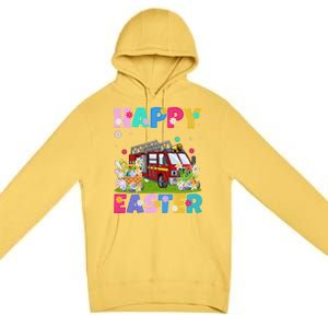 Fire Truck Lover Happy Easter Bunny Fire Truck Easter Sunday Gift Premium Pullover Hoodie