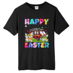 Fire Truck Lover Happy Easter Bunny Fire Truck Easter Sunday Gift Tall Fusion ChromaSoft Performance T-Shirt