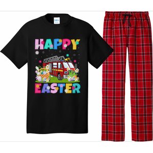 Fire Truck Lover Happy Easter Bunny Fire Truck Easter Sunday Gift Pajama Set