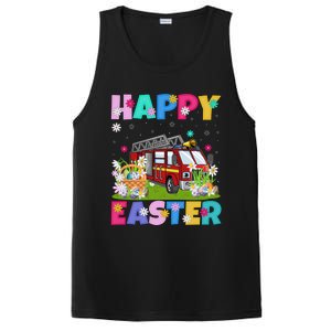 Fire Truck Lover Happy Easter Bunny Fire Truck Easter Sunday Gift PosiCharge Competitor Tank