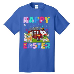 Fire Truck Lover Happy Easter Bunny Fire Truck Easter Sunday Gift Tall T-Shirt