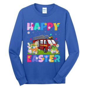 Fire Truck Lover Happy Easter Bunny Fire Truck Easter Sunday Gift Tall Long Sleeve T-Shirt