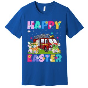 Fire Truck Lover Happy Easter Bunny Fire Truck Easter Sunday Gift Premium T-Shirt