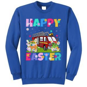 Fire Truck Lover Happy Easter Bunny Fire Truck Easter Sunday Gift Tall Sweatshirt