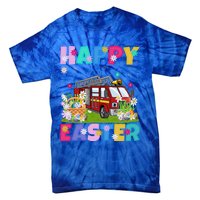 Fire Truck Lover Happy Easter Bunny Fire Truck Easter Sunday Gift Tie-Dye T-Shirt