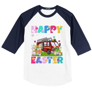 Fire Truck Lover Happy Easter Bunny Fire Truck Easter Sunday Gift Baseball Sleeve Shirt