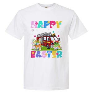 Fire Truck Lover Happy Easter Bunny Fire Truck Easter Sunday Gift Garment-Dyed Heavyweight T-Shirt