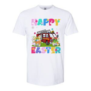 Fire Truck Lover Happy Easter Bunny Fire Truck Easter Sunday Gift Softstyle CVC T-Shirt