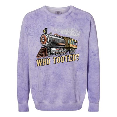 Funny Train Lovers & Railroad Vintage Retro Locomotive Gifts Colorblast Crewneck Sweatshirt