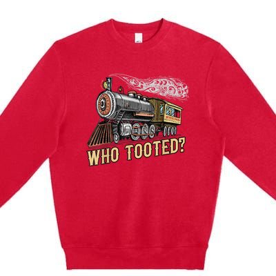 Funny Train Lovers & Railroad Vintage Retro Locomotive Gifts Premium Crewneck Sweatshirt