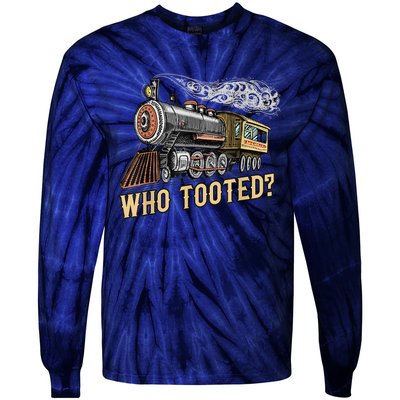 Funny Train Lovers & Railroad Vintage Retro Locomotive Gifts Tie-Dye Long Sleeve Shirt