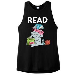 Funny Teacher Library Read Book Club Piggie Elephant Pigeons Ladies PosiCharge Tri-Blend Wicking Tank