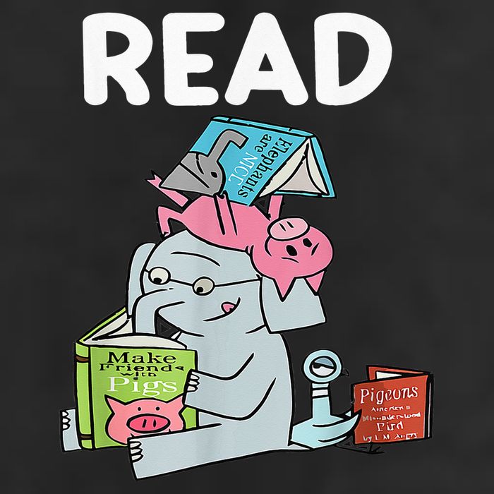Funny Teacher Library Read Book Club Piggie Elephant Pigeons 7 Panel Mesh Trucker Snapback Hat
