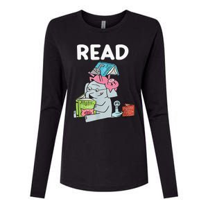 Funny Teacher Library Read Book Club Piggie Elephant Pigeons Womens Cotton Relaxed Long Sleeve T-Shirt