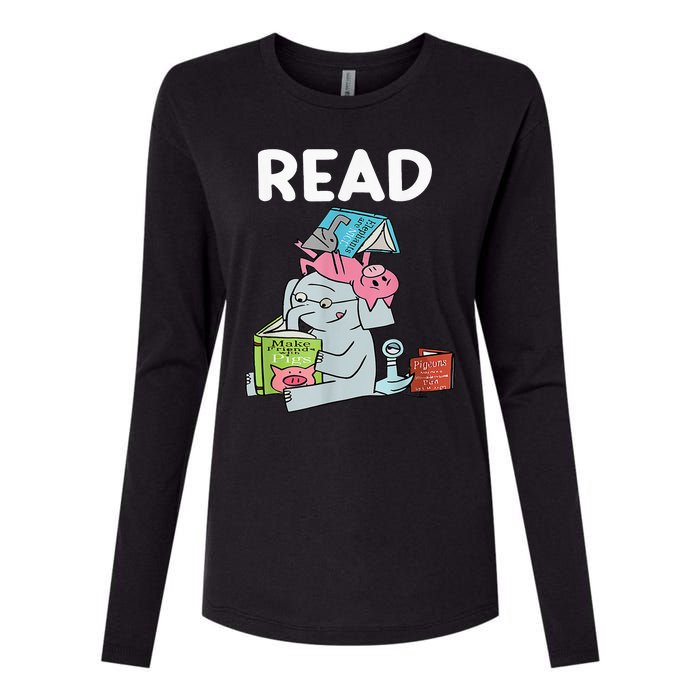 Funny Teacher Library Read Book Club Piggie Elephant Pigeons Womens Cotton Relaxed Long Sleeve T-Shirt