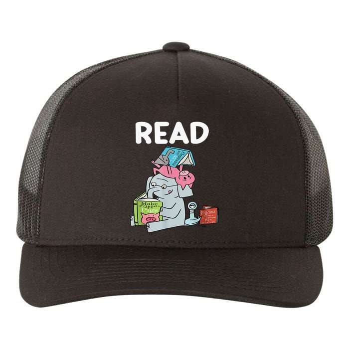 Funny Teacher Library Read Book Club Piggie Elephant Pigeons Yupoong Adult 5-Panel Trucker Hat