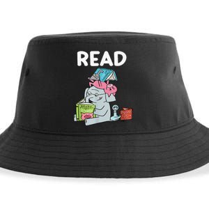 Funny Teacher Library Read Book Club Piggie Elephant Pigeons Sustainable Bucket Hat