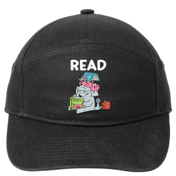 Funny Teacher Library Read Book Club Piggie Elephant Pigeons 7-Panel Snapback Hat