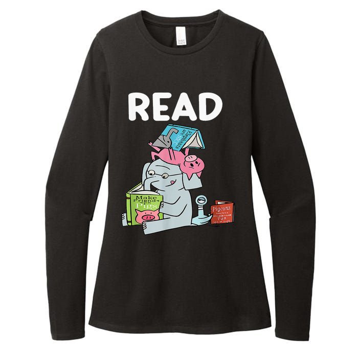 Funny Teacher Library Read Book Club Piggie Elephant Pigeons Womens CVC Long Sleeve Shirt