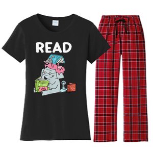 Funny Teacher Library Read Book Club Piggie Elephant Pigeons Women's Flannel Pajama Set