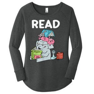 Funny Teacher Library Read Book Club Piggie Elephant Pigeons Women's Perfect Tri Tunic Long Sleeve Shirt