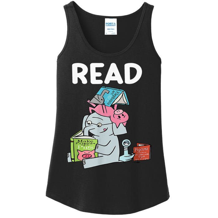 Funny Teacher Library Read Book Club Piggie Elephant Pigeons Ladies Essential Tank