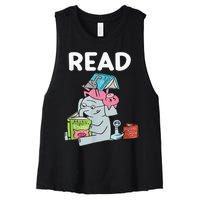 Funny Teacher Library Read Book Club Piggie Elephant Pigeons Women's Racerback Cropped Tank