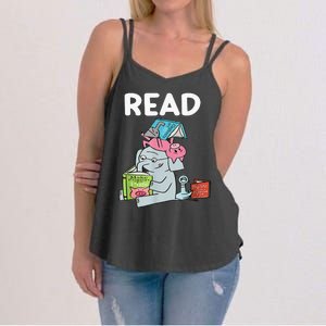 Funny Teacher Library Read Book Club Piggie Elephant Pigeons Women's Strappy Tank