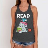 Funny Teacher Library Read Book Club Piggie Elephant Pigeons Women's Knotted Racerback Tank