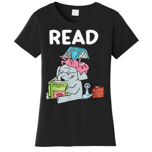 Funny Teacher Library Read Book Club Piggie Elephant Pigeons Women's T-Shirt