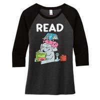 Funny Teacher Library Read Book Club Piggie Elephant Pigeons Women's Tri-Blend 3/4-Sleeve Raglan Shirt