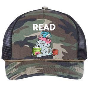 Funny Teacher Library Read Book Club Piggie Elephant Pigeons Retro Rope Trucker Hat Cap