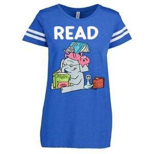 Funny Teacher Library Read Book Club Piggie Elephant Pigeons Enza Ladies Jersey Football T-Shirt