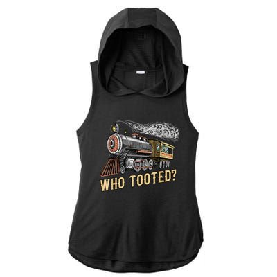 Funny Train Lovers & Railroad Vintage Retro Locomotive Gifts Ladies PosiCharge Tri-Blend Wicking Draft Hoodie Tank