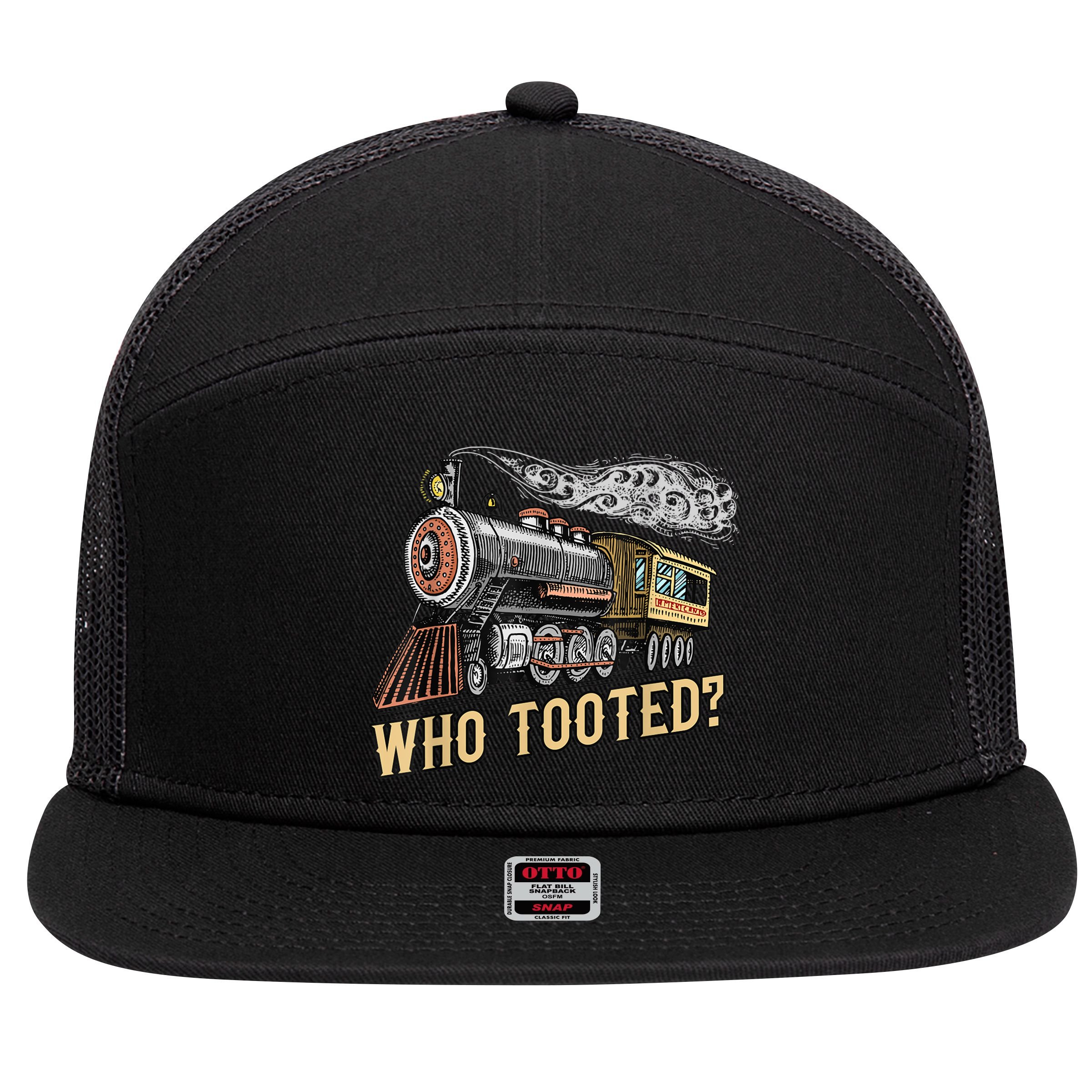 Funny Train Lovers & Railroad Vintage Retro Locomotive Gifts 7 Panel Mesh Trucker Snapback Hat