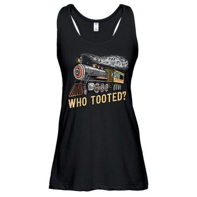 Funny Train Lovers & Railroad Vintage Retro Locomotive Gifts Ladies Essential Flowy Tank