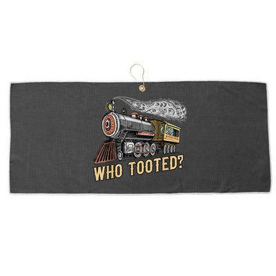 Funny Train Lovers & Railroad Vintage Retro Locomotive Gifts Large Microfiber Waffle Golf Towel