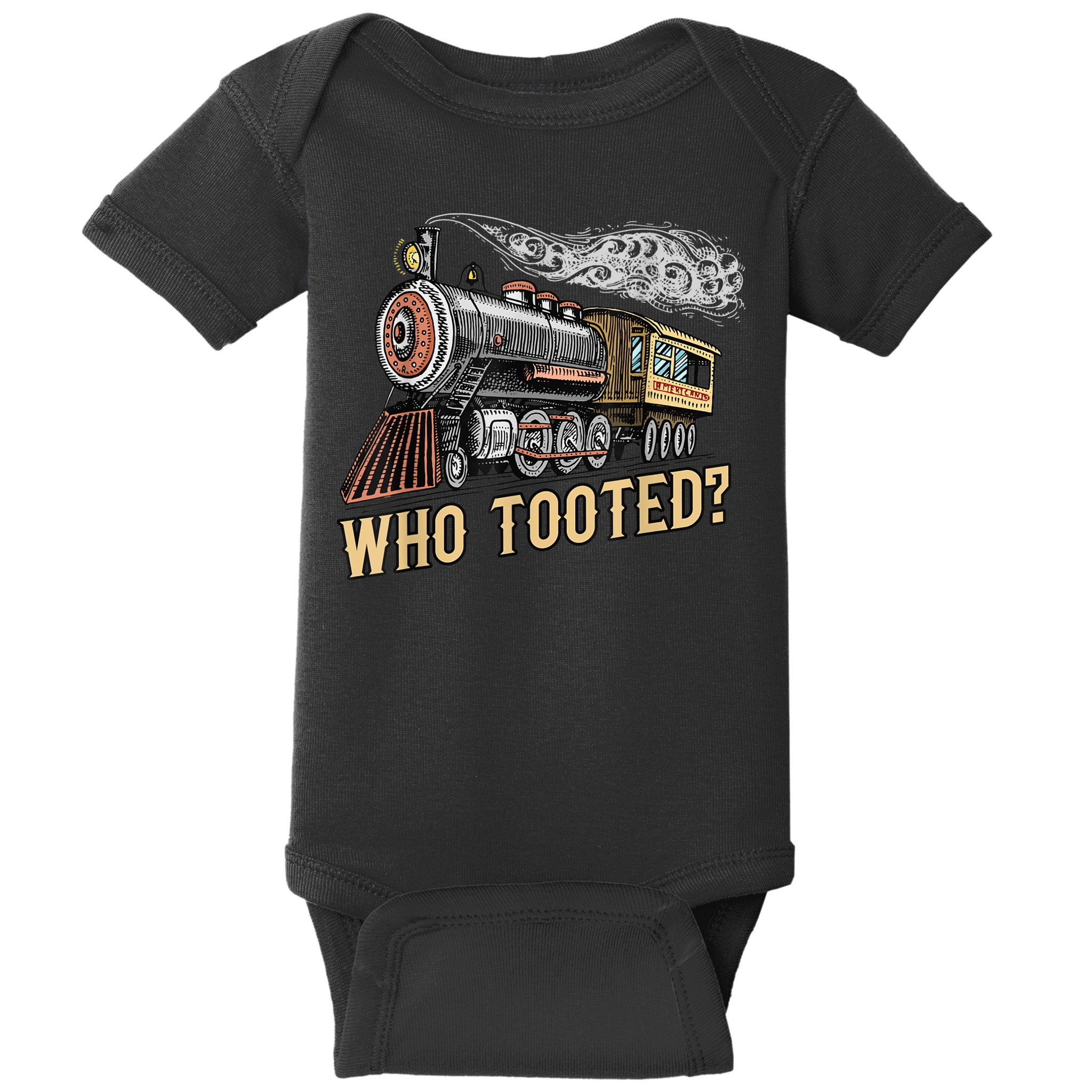 Funny Train Lovers & Railroad Vintage Retro Locomotive Gifts Baby Bodysuit