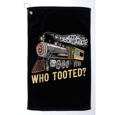 Funny Train Lovers & Railroad Vintage Retro Locomotive Gifts Platinum Collection Golf Towel