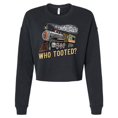 Funny Train Lovers & Railroad Vintage Retro Locomotive Gifts Cropped Pullover Crew