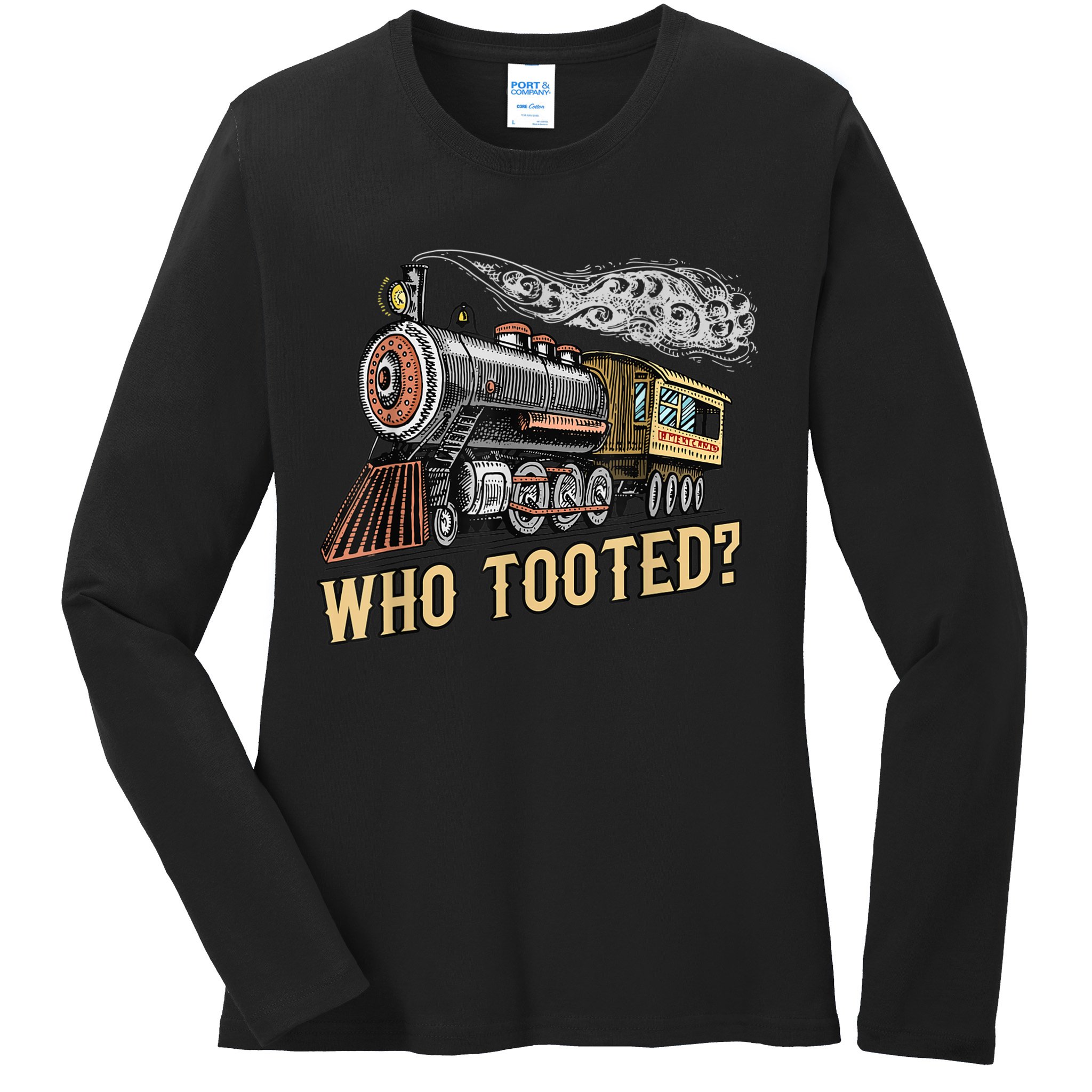 Funny Train Lovers & Railroad Vintage Retro Locomotive Gifts Ladies Long Sleeve Shirt