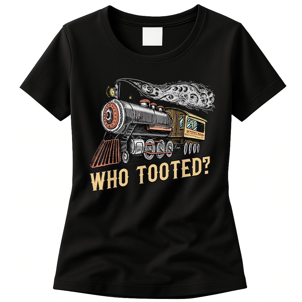Funny Train Lovers & Railroad Vintage Retro Locomotive Gifts Womens T-Shirt