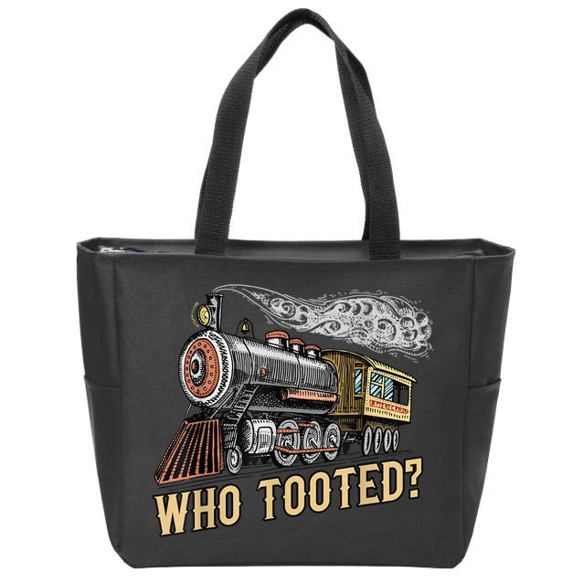 Funny Train Lovers & Railroad Vintage Retro Locomotive Gifts Zip Tote Bag