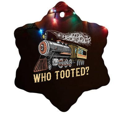 Funny Train Lovers & Railroad Vintage Retro Locomotive Gifts Ceramic Star Ornament